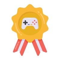 joystick op badge die het platte pictogram van de game-award aangeeft vector