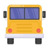 schoolbus die eigendom is van, wordt verhuurd aan, wordt gecontracteerd door of wordt geëxploiteerd door een school, plat bewerkbare vector