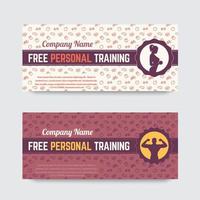 gratis persoonlijke training, cadeaubon ontwerp voor fitnessclub, sportschool, vectorillustratie vector