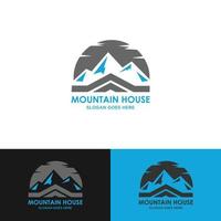 huis in het berggebied. vector logo sjabloon.