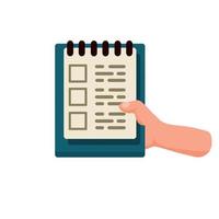checklist in de hand. papieren dossier document vector