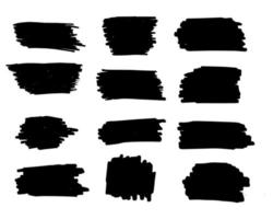 grote set zwarte verf, viltstiftstreken, penselen, lijnen, ruwheid. zwarte decoratie-elementen voor bannerontwerp, dozen, frames. vectorillustratie. vector