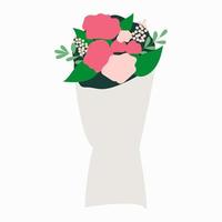 boeket van paarse en roze bloemen roos. voor ansichtkaarten en stickers vector