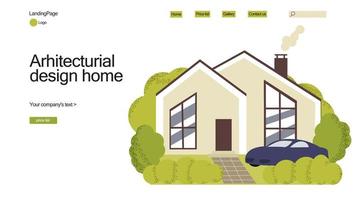 Amerikaans huis in de voorsteden. architectonisch ontwerp van huizen. voor webdesign en applicatie-interface vector