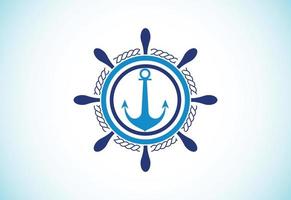 ontwerpsjabloon voor scheepsstuur en ankerlogo vector