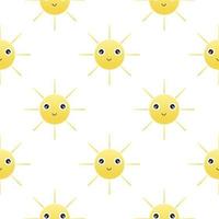zon naadloos patroon met vrolijk gezicht vector
