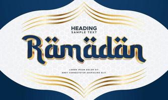 elegante ramadan-begroetingsbannerachtergrond met luxe gouden tekstelement en decoratie vector