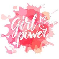belettering zin slogan op feminisme girl power met inkt splash achtergrond in droge penseel stijl. grafisch ontwerpelement. kan worden gebruikt als print voor poster, t-shirt, kunst aan de muur, ansichtkaart. vector