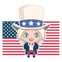 Uncle Sam-karakter met de vlag van de VS vector