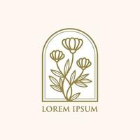 vintage lijntekeningen natuurlijke bloem logo vector