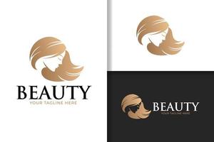 schoonheid vrouw goud haar vrouwelijk logo ontwerp vector