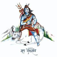 heer shiva indische god van hindoe voor maha shivratri-kaartachtergrond vector