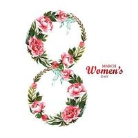 mooie decoratieve bloemen 8 maart happy womens day card background vector