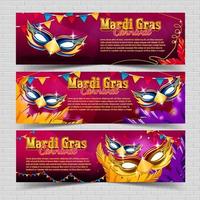 mardi gras banner set vector