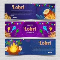 Lohri festival banner set vector