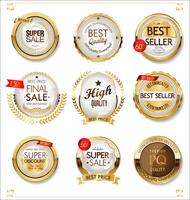 Luxe premium gouden insignes en labels vector