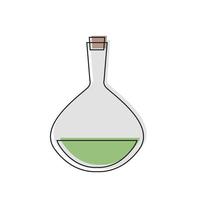 fles. laboratoriumgebruiksvoorwerpen zijn gevuld met een groene vloeistof die op wit wordt geïsoleerd vector