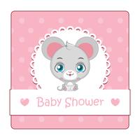 Leuk teken voor baby shower met muis vector