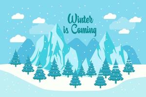 de winter komt eraan. landschap voor winter- en nieuwjaarsvakanties. vakantie winterlandschap. kerst vector achtergrond