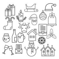 platte kerstpictogrammen, element voor patronen, kaarten, apps-stickers, vectorachtergrond vector