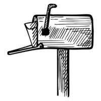 mailbox geschetst geïsoleerd. vintage brievenbus in de hand getekende stijl. vector