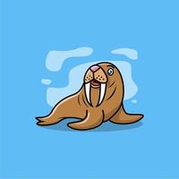 schattige vector walrus cartoon kawaii