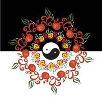 yin yang symbool met positiviteit en welzijn vector