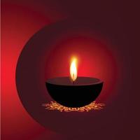 set van 3D-lampen met vlam voor Indiase festival diwali op donkere achtergrond vector