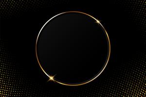 Abstract Gouden cirkelkader met fonkelend licht op een moderne zwarte achtergrond vector
