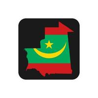 Mauritanië kaart silhouet met vlag op zwarte achtergrond vector