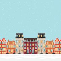 scandi kleurrijke huizen. scandinavische stijl stad achtergrond vector