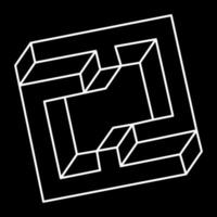 onmogelijke kubus. lijn ontwerp. onmogelijke vormen. optische illusie objecten. optische kunst. geometrische figuren. vector