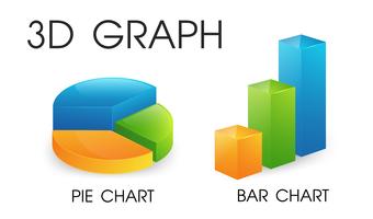 3D taart- en staafdiagram dat er mooi en modern uitziet vector