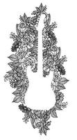 tattoo art hand tekenen en schetsen bloem en gitaar zwart-wit met lijntekeningen vector