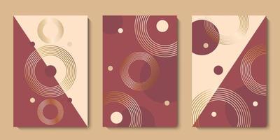 abstracte gouden muur kunstcollectie. moderne kaartenset uit het midden van de eeuw voor flyers, uitnodigingen, posters van kunstgalerieën. minimalistisch luxe geometrische vormen vector design