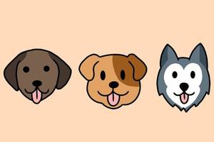 schattige puppy puppy hond huisdier cartoon afbeelding instellen vector