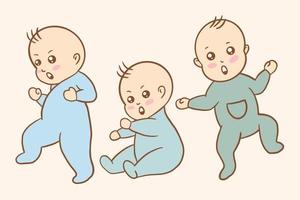 set schattige baby baby's jongen cartoon platte collectie illustratie vector