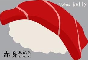 tonijn buik sushi vector