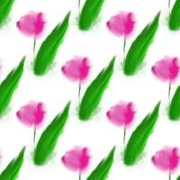 vector naadloos patroon met illustratie roze tulpen in waterverfstijl op wittere achtergrond