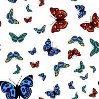 kleine vlinders vector set, tekening vlinder, zwarte en kleurrijke zomer esthetische vlinder geïsoleerd op een witte achtergrond.