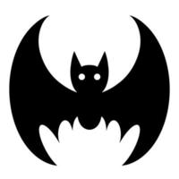 vleermuis vector pictogram. geïsoleerde illustratie op een witte achtergrond. zwart silhouet van een nachtdier. handgetekende bloedzuiger. een beest met vleugels en gloeiende ogen. monochroom. Halloween-decor.