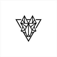 eenvoudig lijntekeningen wolf hoofd driehoek logo vector