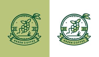 koffie-logo-ontwerp, moderne vintage verse koffiebonen voor natuurlijke café-winkelmenu's, geschikt voor winkel- en restaurantbedrijven vector