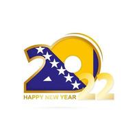 jaar 2022 met vlagpatroon van bosnië en herzegovina. gelukkig nieuwjaar ontwerp. vector