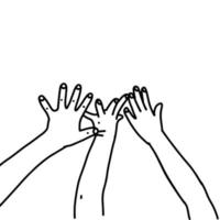 kinderachtig gebaar in de vorm van vijf vingers omhoog opgeheven. de handen van de kinderen tonen het cijfer vijf op de vingers. vectorillustratie voor de site, educatieve kaarten, kinderboeken vector