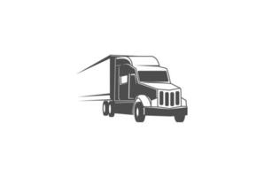vintage retro zware aanhangwagen container vrachtwagen auto voor vracht expeditie vervoer logo ontwerp vector