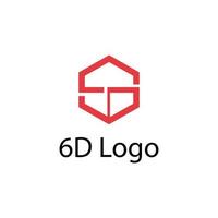 6d nummer en letter logo vector
