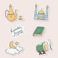 hand getekend van ramadan sticker vector