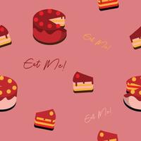 roze zoete cake stof naadloos schattig patroon vector