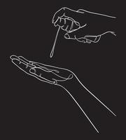 vrouw hand sproeien handdesinfecterend middel, een doorlopende lijntekening vectorillustratie vector